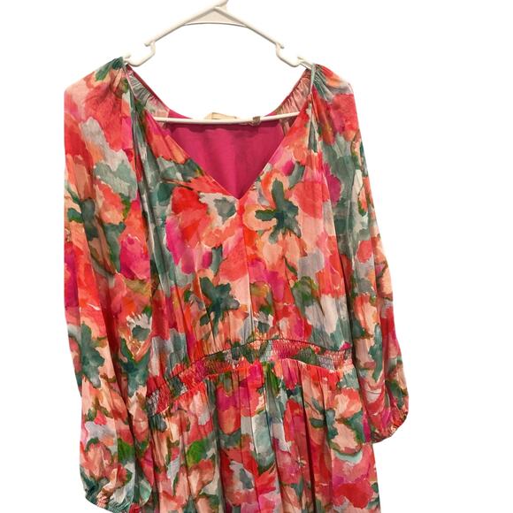 Soft Surroundings Womens Maxi Dress Sz Medium Chiffon Watercolor Floral Feminine - Picture 6 of 10